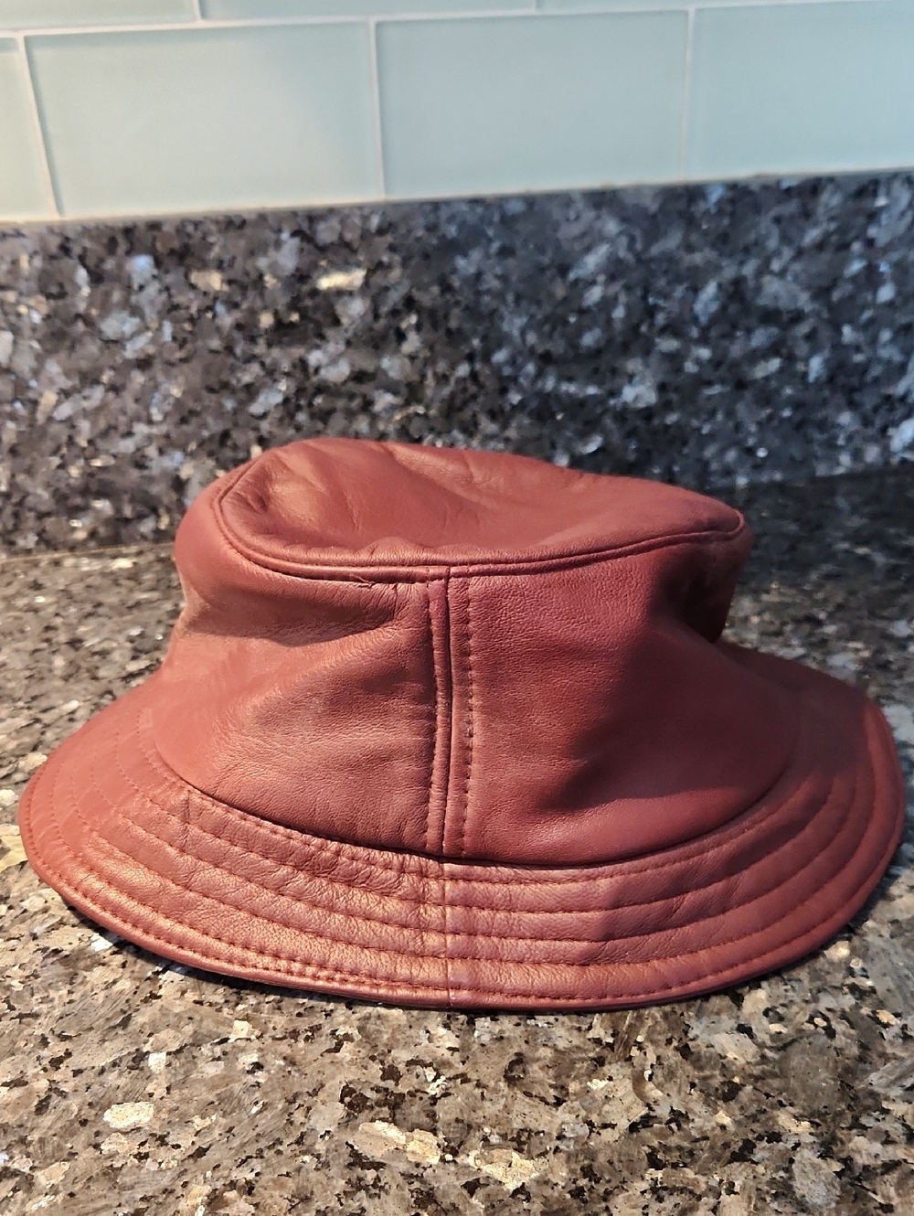 NWOT..Maroon Leather Bucket Hat